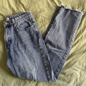 superdown raw hem straight leg jeans